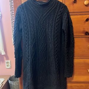 Long charcoal grey Irish sweater